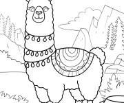 Coloriage Lama des Andes avec couverture de selle