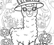 Coloriage Lama en d&eacute;guisement de Halloween