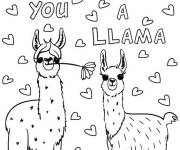 Coloriage Lama en exprimant son amour