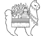 Coloriage Lama en vecteurs avec des fleurs