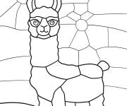 Coloriage Lama en vitrail