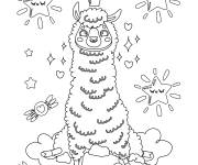 Coloriage Lama et des &eacute;toiles