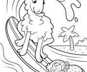 Coloriage Lama et le Koala s'amusant dans la mer