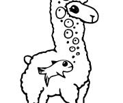 Coloriage et dessins gratuit Lama et le poisson à imprimer