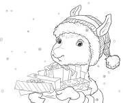 Coloriage Lama et les cadeaux de noel