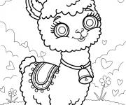 Coloriage Lama kawaii avec selle