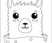 Coloriage Lama kawaii dans un &eacute;charpe