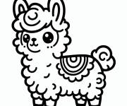 Coloriage Lama kawaii pour ce1