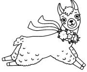 Coloriage Lama mignon en sautant