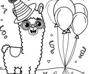 Coloriage Lama pendant la f&ecirc;te