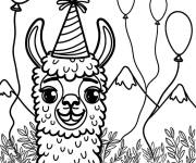 Coloriage Lama pendant la f&ecirc;te de l'anniversaire