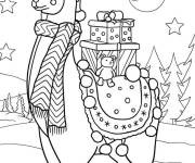 Coloriage Lama pendant la saison de Noel