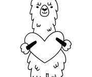 Coloriage Lama portant un c&oelig;ur d'amour