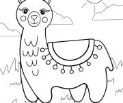 Coloriage Lama pour enfants pr&eacute;scolaire