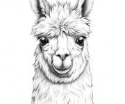 Coloriage Lama r&eacute;aliste te regardant