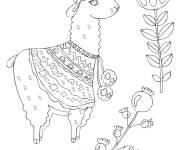 Coloriage Lama v&ecirc;tu