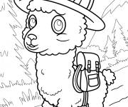 Coloriage Le lama parcourt la for&ecirc;t