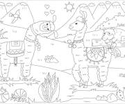 Coloriage Monsieur et Madame Lamas