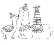 Coloriage Papa Lama apporte des cadeaux