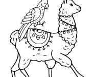 Coloriage Perroquet sur le Lama