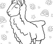Coloriage Photo licorne lama en noir et blanc