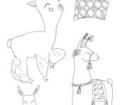 Coloriage Trois petits Alpaga &agrave; motif