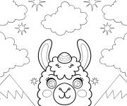 Coloriage Un lama duveteux dans les montagnes