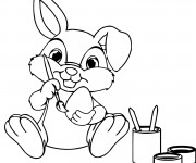 Coloriage Lapin Décore l'oeuf