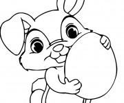 Coloriage Lapin mignon porte un oeuf