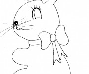 Coloriage Lapin portant un noeud