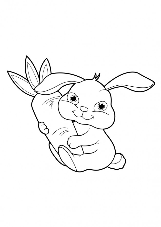 Coloriage Lapin qui aime le carotte dessin gratuit à imprimer
