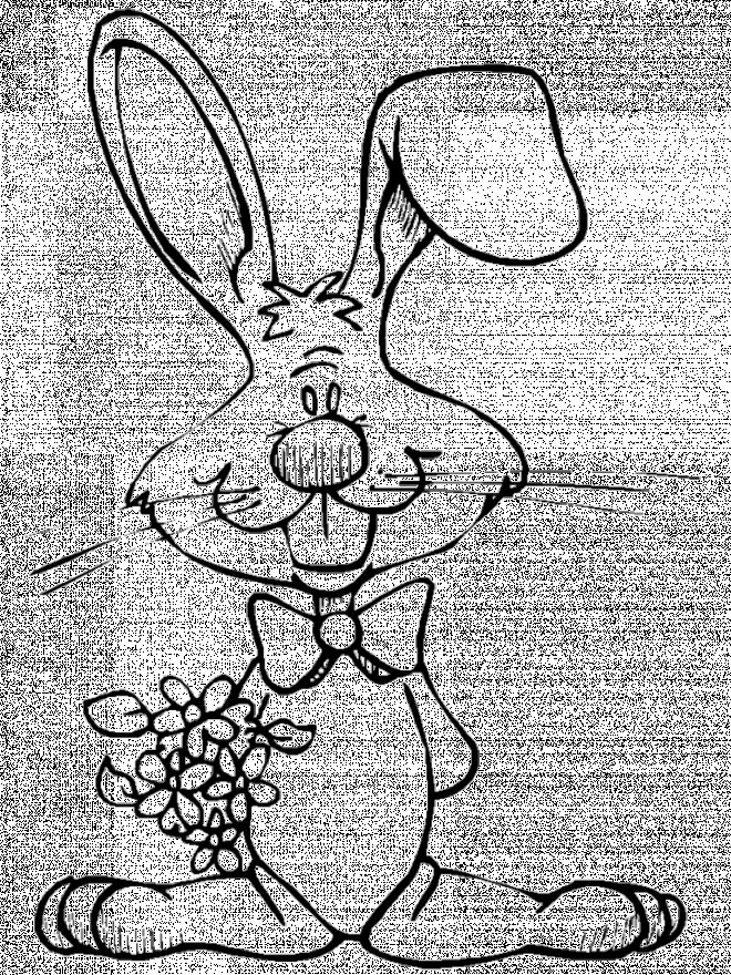 Coloriage et dessins gratuits Lapin qui porte un bouquet de fleurs à imprimer