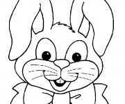 Coloriage Tête de Lapin content