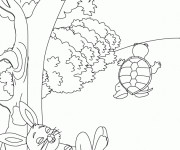 Coloriage Lièvre et Tortue