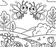 Coloriage Couple de Lucioles