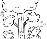 Coloriage Enfants tenant des bocaux aux Lucioles