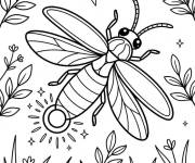 Coloriage Luciole avec des plantes