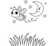Coloriage Luciole mignonne et la lune