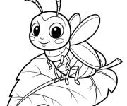 Coloriage Luciole mignonne sur la feuille