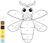 Coloriage Luciole num&eacute;rot&eacute; facile de 1-6