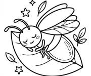 Coloriage Luciole prend une sieste sur la feuille