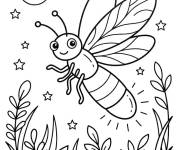 Coloriage Luciole sous les &eacute;toiles