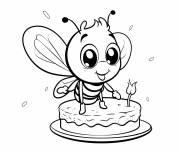 Coloriage Luciole sur un g&acirc;teau