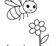 Coloriage Luciole sur une fleur la nuit