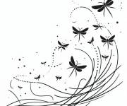 Coloriage Lucioles en art lin&eacute;aire