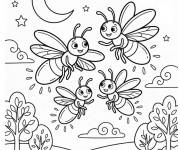 Coloriage Lucioles s'amusent dans la nature