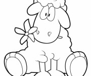 Coloriage et dessins gratuit Mouton et fleur à imprimer