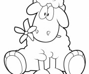 Coloriage Mouton et fleur