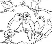 Coloriage Oiseaux en train de chanter