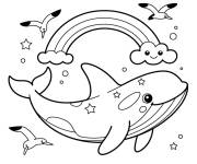 Coloriage et dessins gratuit Orque et arc en ciel à imprimer